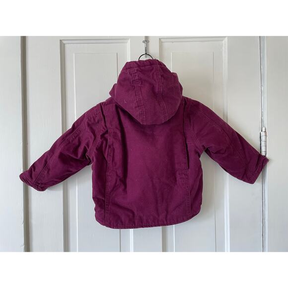 Berne Toddler Softstone Duck canvas jacket Sherpa-Lined Hooded Coat purple 3T - Picture 2 of 7